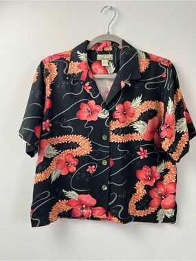 Tommy Bahama Silk Floral Tropical Short Sleeve Button Down Vacation Beach Resort